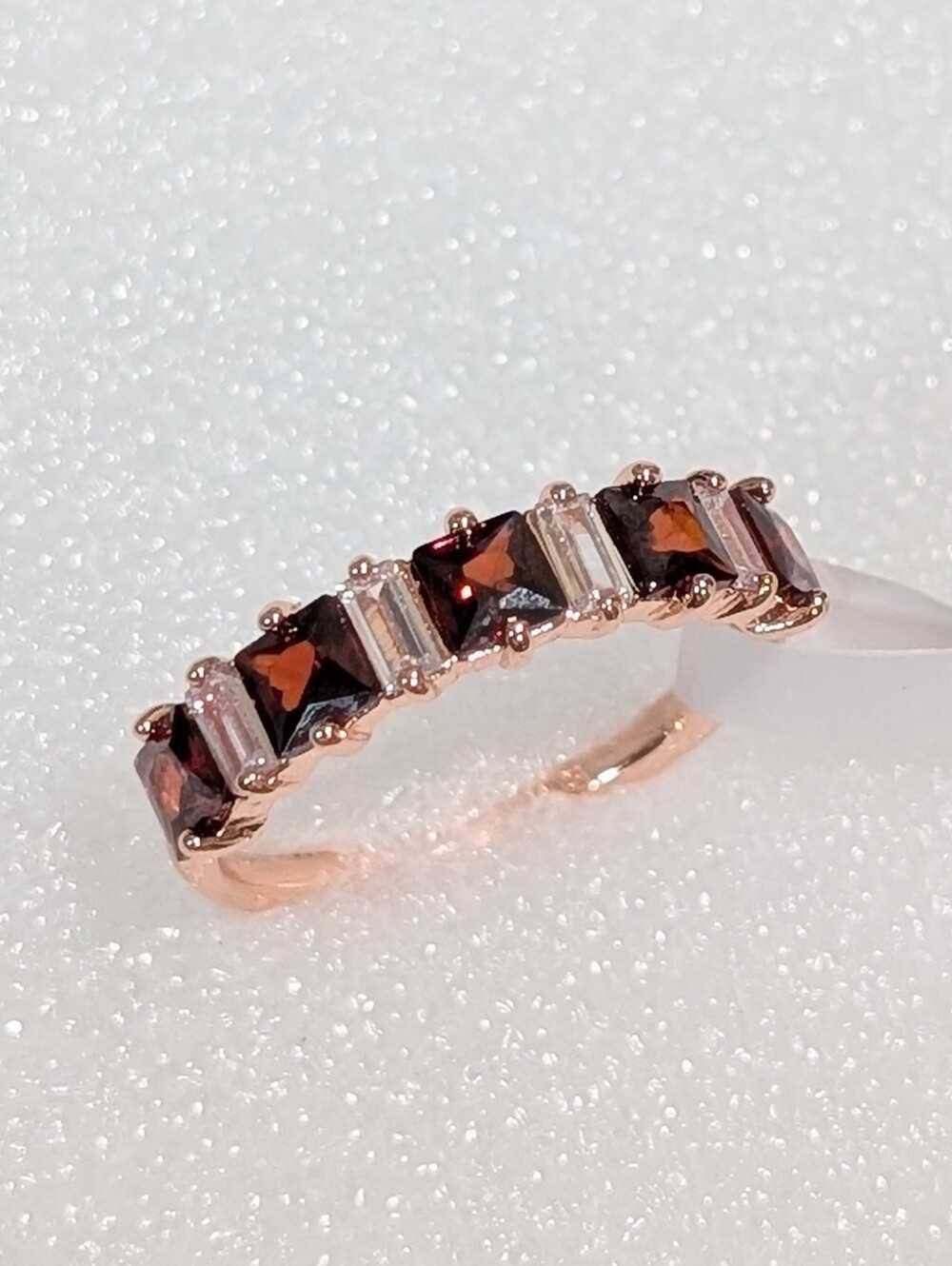 NWT Bomb Party Beautiful LC Red Garnet CZ Crystal Band Rose Gold Plate Sz9 Ring